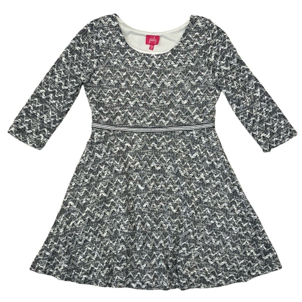 Pinky Girls Size 10 Dress Black White Chevron Lined